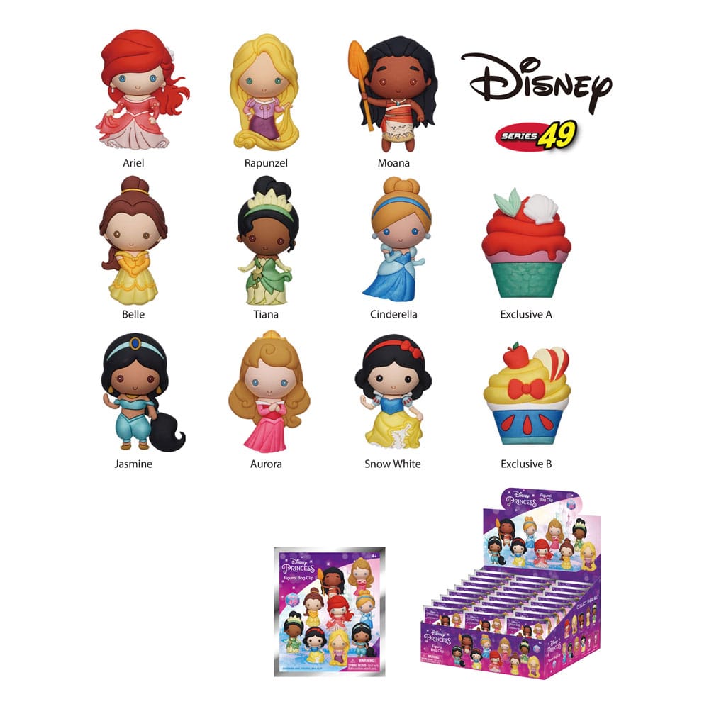 Disney Princess 3D PVC Bag Clips Display 24