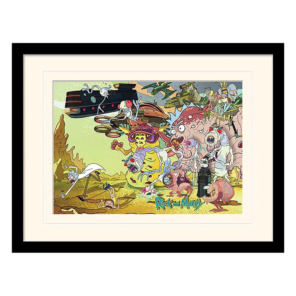 Rick And Morty Creature Barrage Collector Print Framed Poster White Background