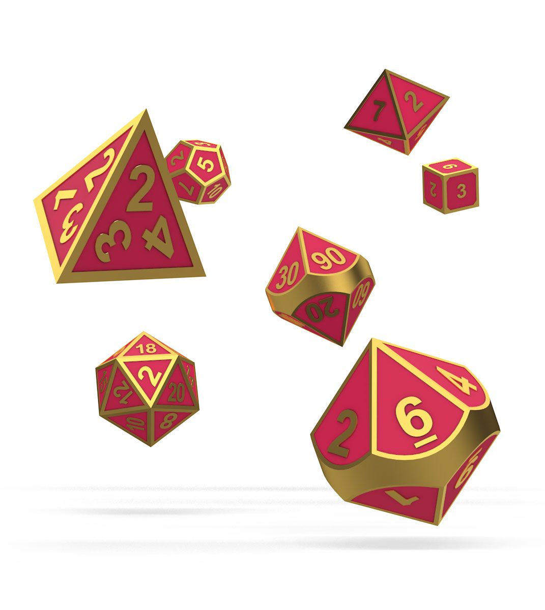 Oakie Doakie Dice RPG Glow in the Dark Metal Dice Set Golden Princess Pack of 7