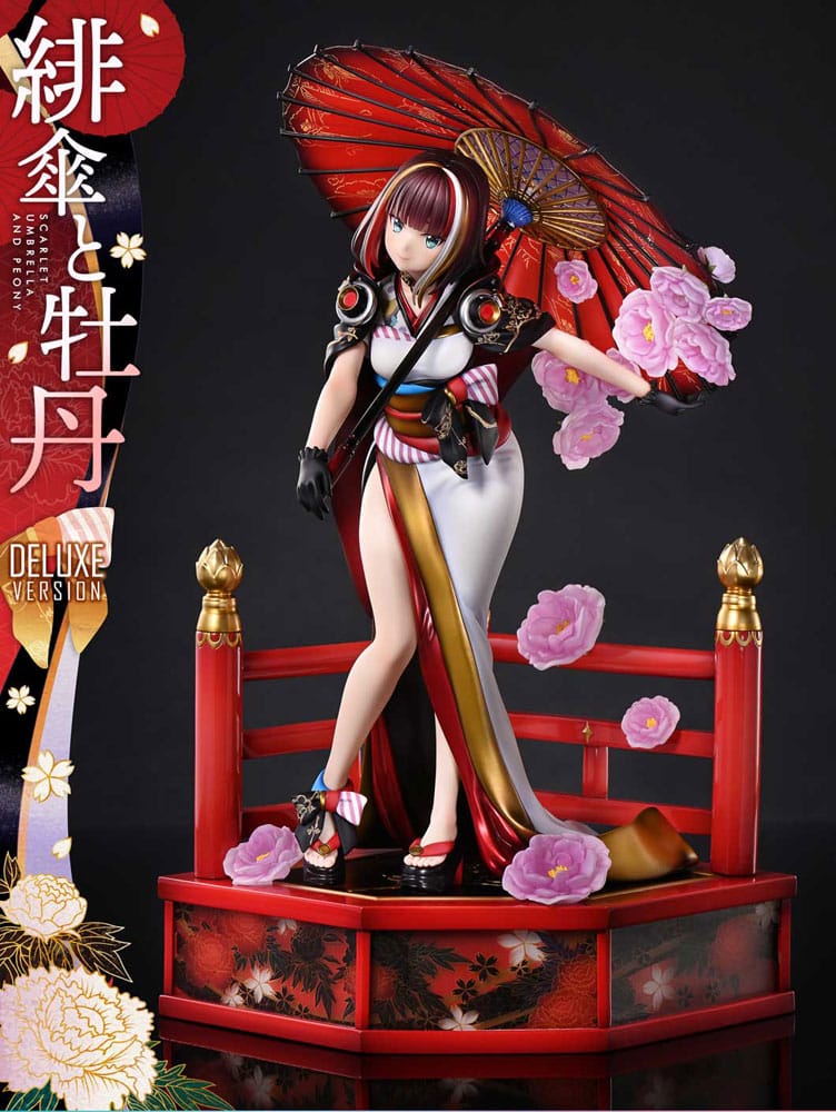Fuzichoco Scarlet Umbrella and Peony Deluxe Version PVC Statue Original Illustration Prisma Wing 32 cm