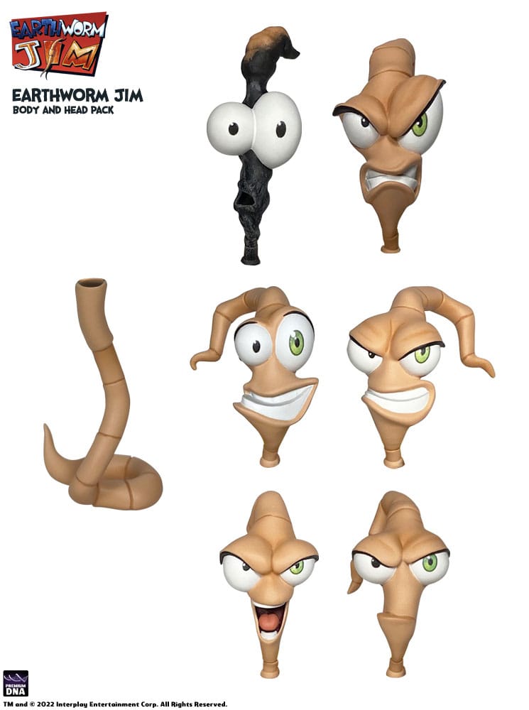 Earthworm Jim Worm Body And Jim Heads Wave 1 Accessory Pack