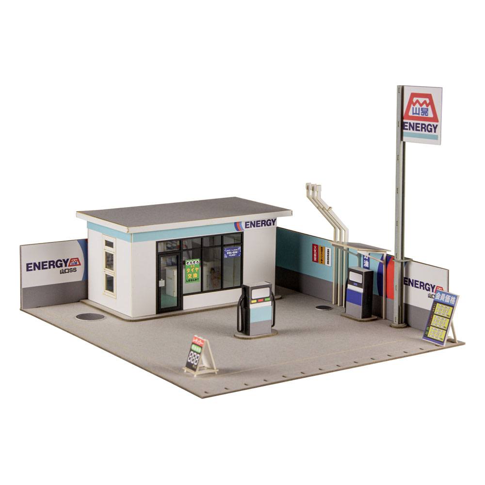 Original Illustration Paper Diorama Kit 1 64 Scale Gas Station Display 11 cm