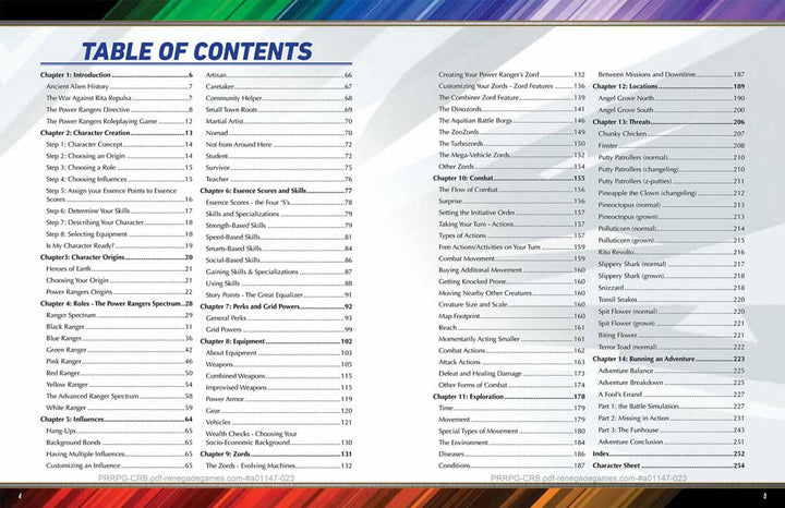 Power Rangers RPG Core Rulebook English Version