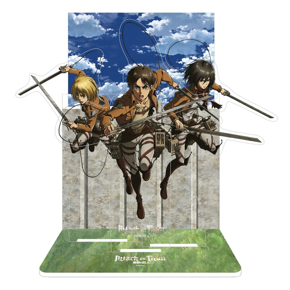 Attack on Titan Acrylic Diorama Featuring Eren Mikasa and Armin