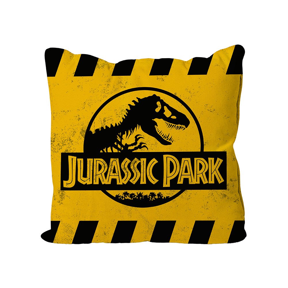Jurassic Park Caution Yellow Logo Cushion 40 x 40 cm