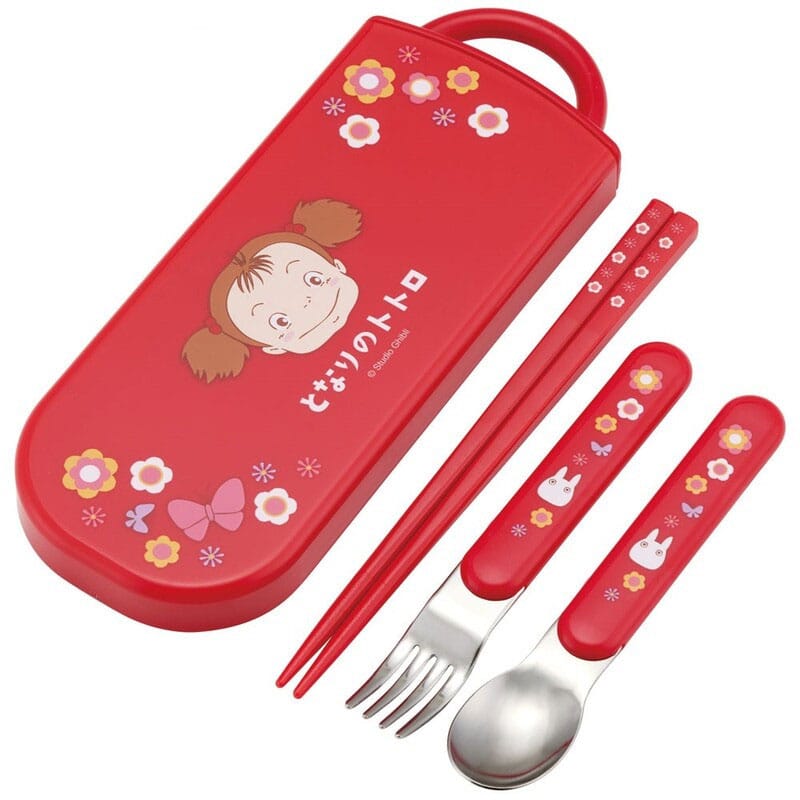 Studio Ghibli Mei My Neighbor Totoro Chopsticks Spoon Fork Set Red