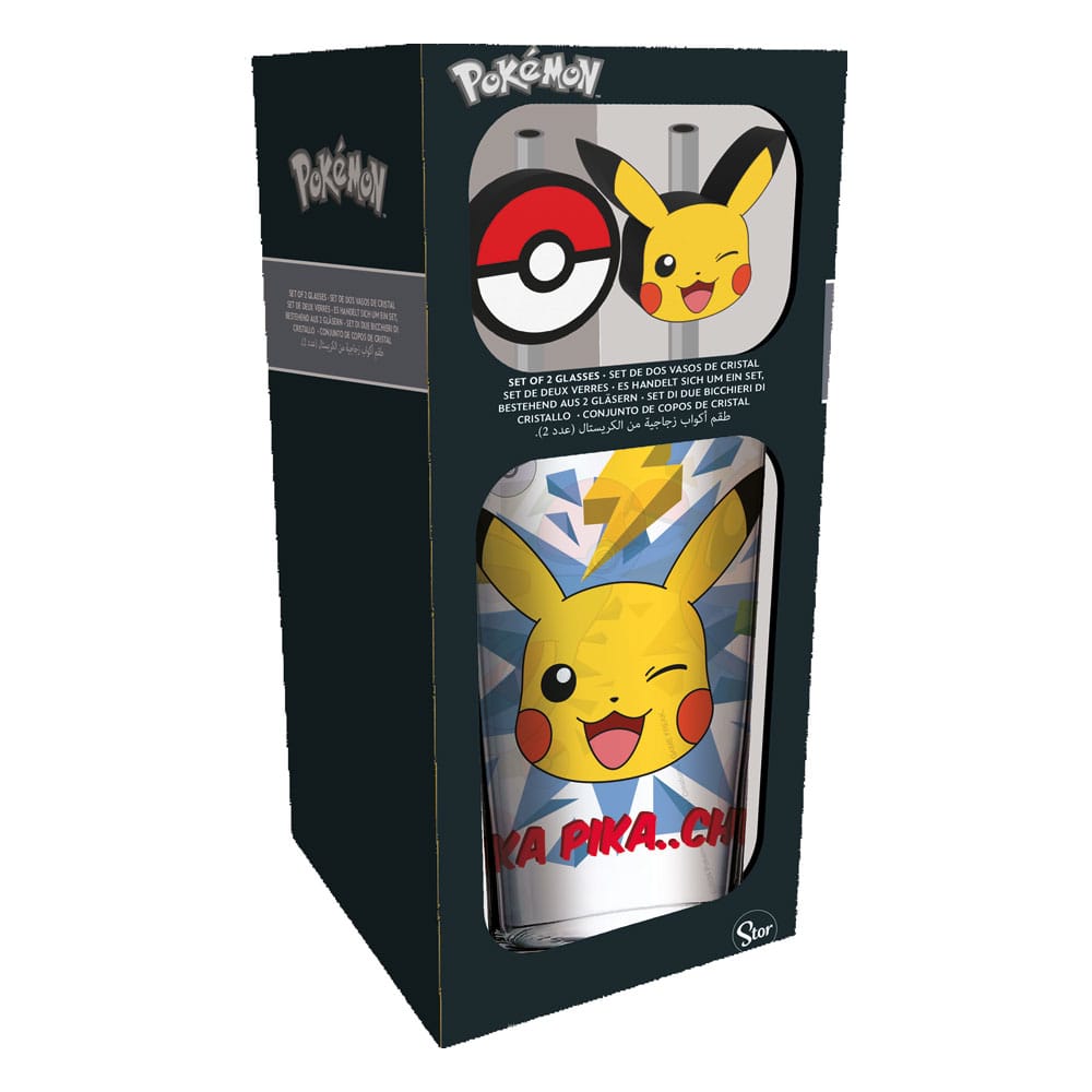 Glass Tumbler Pikachu Pokémon with Straws 485 ml