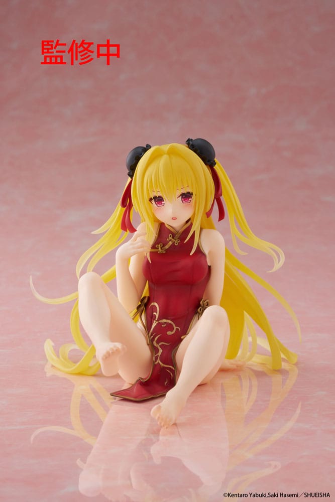 To Love Ru Darkness Golden Darkness Chinese Dress PVC Statue Desktop Cute Figure 13 cm