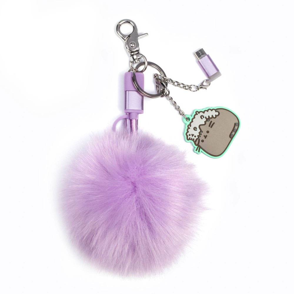 Pusheen USB Cable Pom Pom Charging Three in One Keychain Accessory