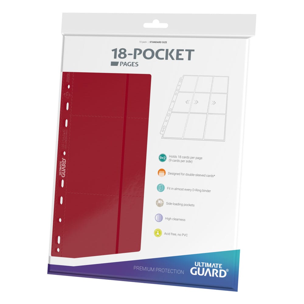 Ultimate Guard Eighteen Pocket Side Loading Pages Ten Pack Red