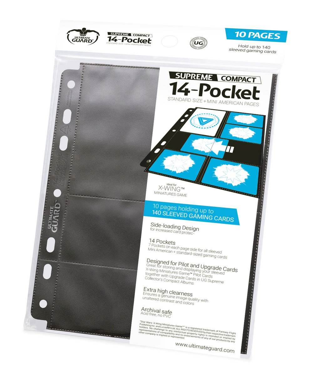 Ultimate Guard Fourteen Pocket Supreme Compact Pages for Standard and Mini American Cards Ten Pack Black