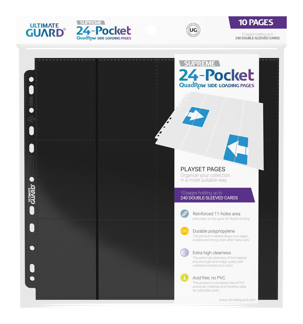 Ultimate Guard Twenty Four Pocket QuadRow Pages Side Loading Ten Black