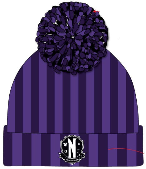 Wednesday Pom Pom Beanie Nevermore Logo Wednesday Apparel