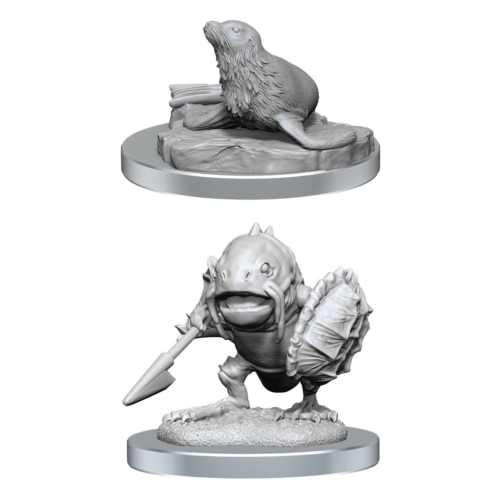 DND Locathah and Seal Dungeons and Dragons Unpainted Miniatures 2 Pack