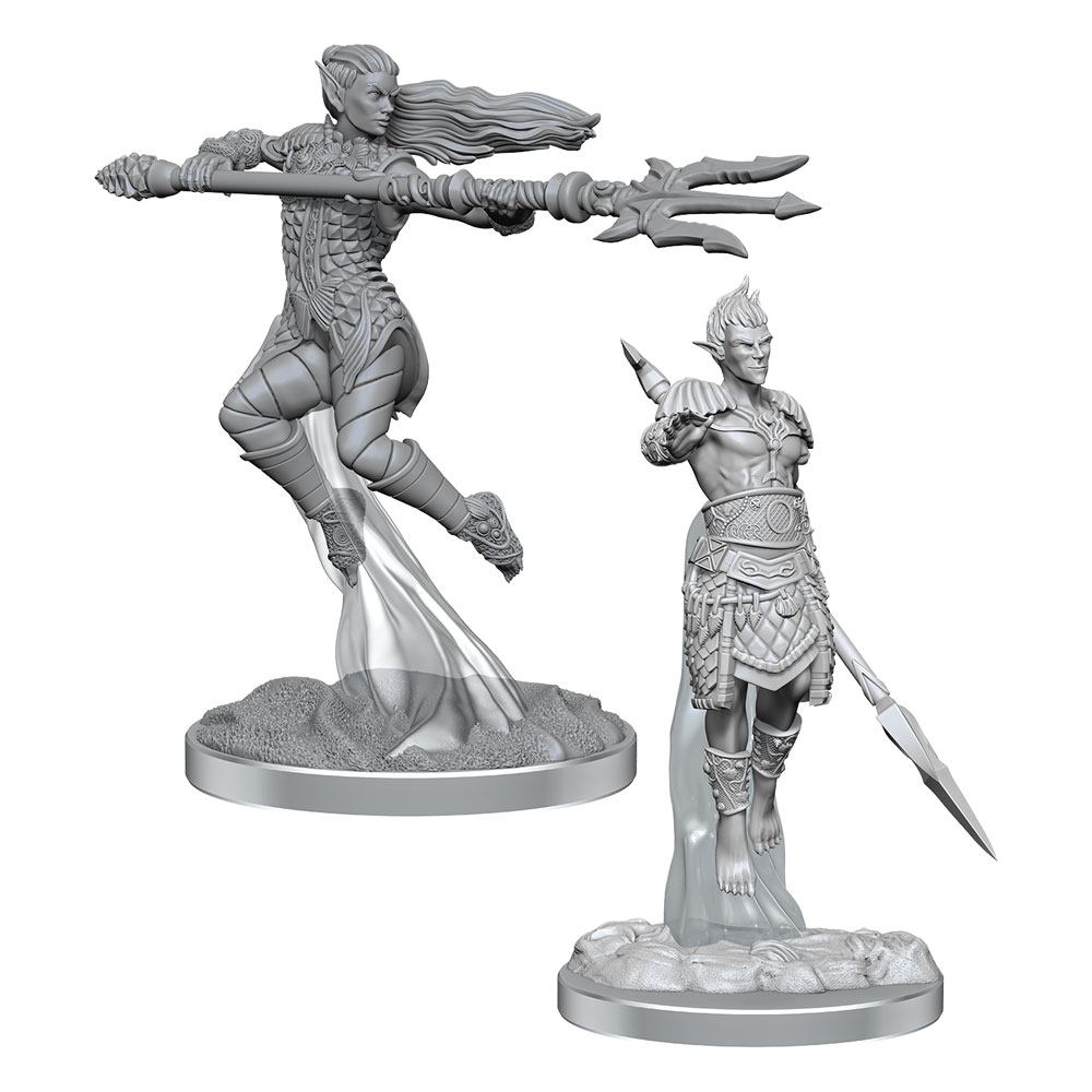 Dungeons and Dragons Sea Elf Fighters Nolzurs Marvelous Miniatures Unpainted Miniatures Two Pack