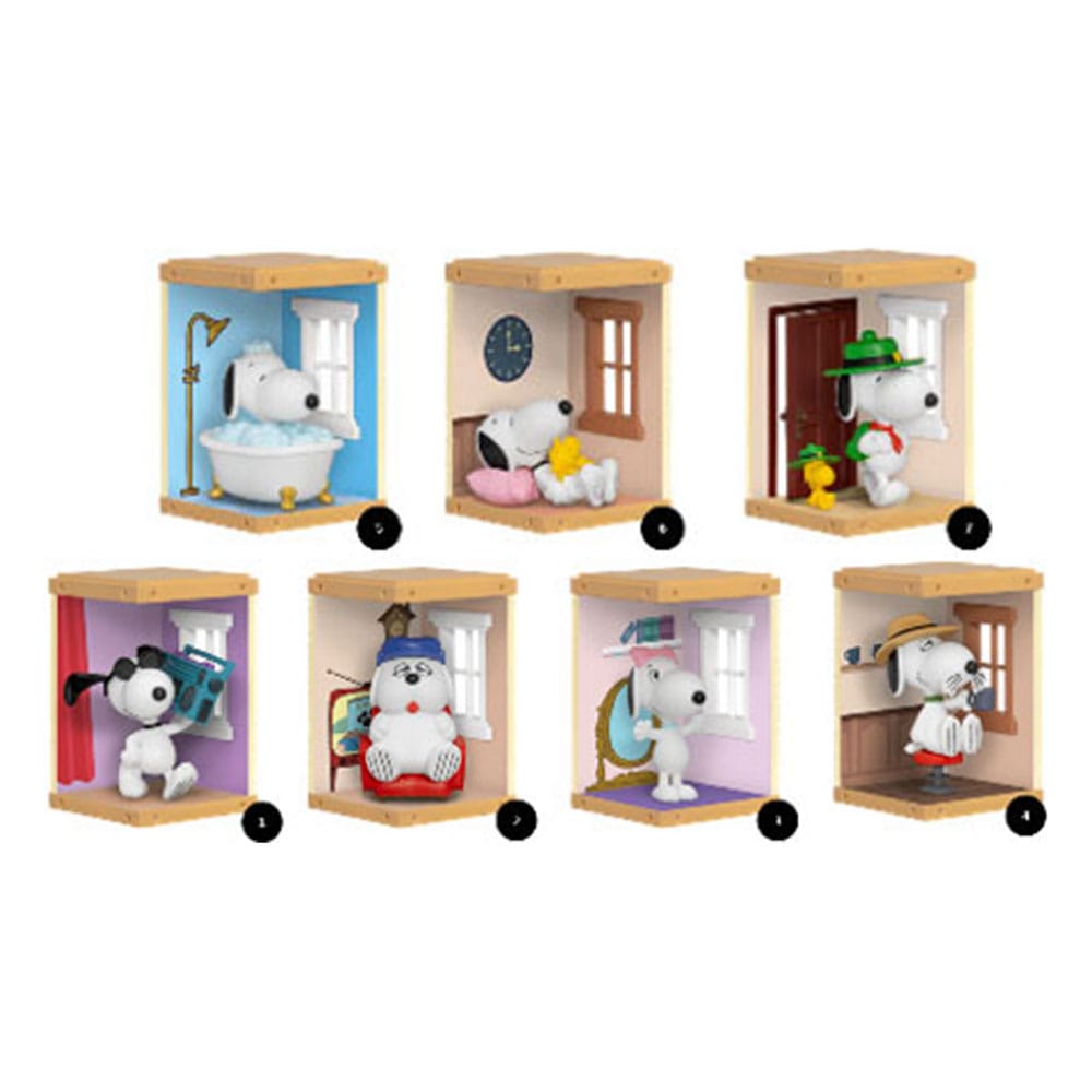 Peanuts Snoopy Home Sweet Home Series Peanuts Hero Box Mini Figures Display 6 Pieces 8 cm