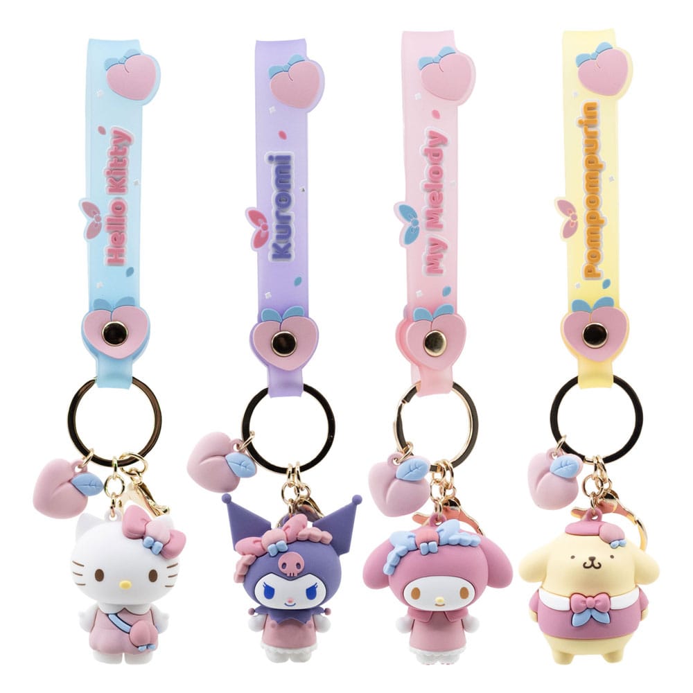 Sanrio Hello Kitty Melody Cinnamoroll Peach Series Keychain Hand Strap Display 12pcs