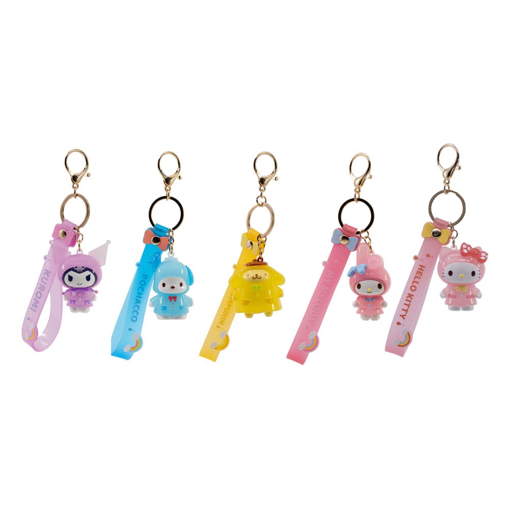 Sanrio Hello Kitty and Friends Raincoat Keychain with Hand Strap Display Set of 12