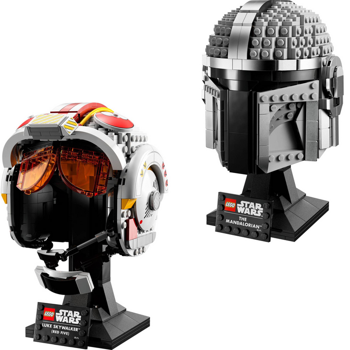LEGO Star Wars Helmet Bundle: Luke Skywalker Red Five & The Mandalorian Helmet