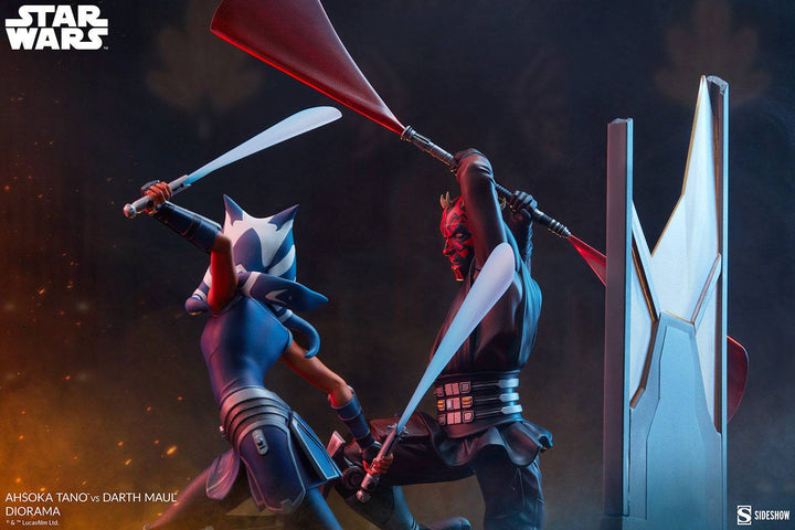 Sideshow Star Wars Ahsoka Tano Vs. Darth Maul Diorama, Infinity Collectables