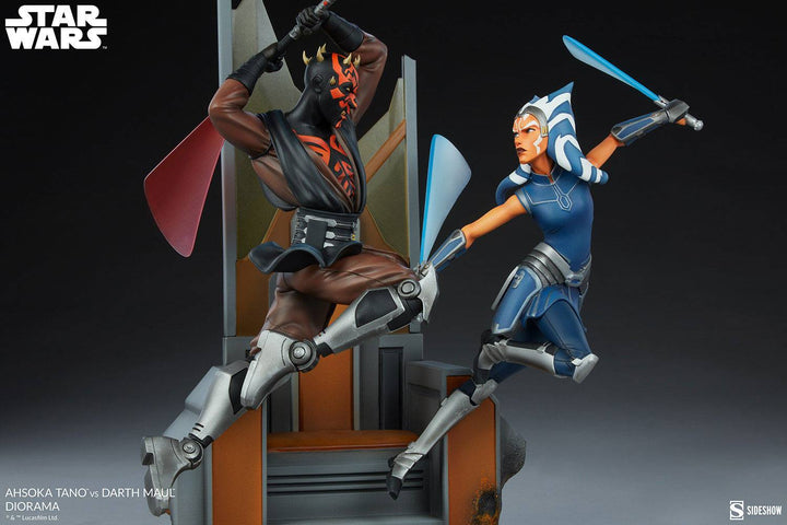 Sideshow Star Wars Ahsoka Tano Vs. Darth Maul Diorama, Infinity Collectables