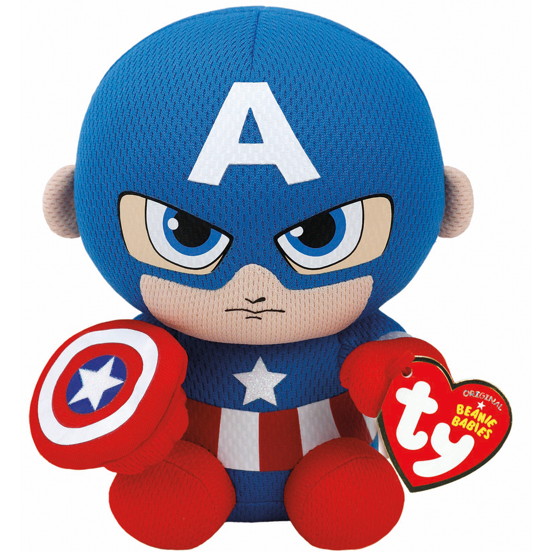 Ty Marvel Captain America Beanie Babies Plush, Infinity Collectables