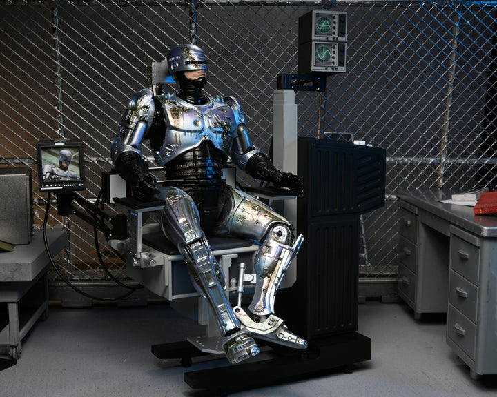 NECA Robocop 7” Scale Ultimate Battle Damaged RoboCop with Chair Action Figure