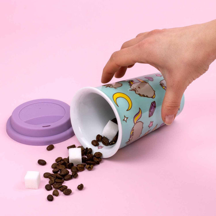 Pusheen Pattern Ceramic Travel Mug