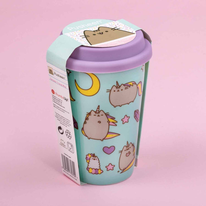 Pusheen Pattern Ceramic Travel Mug