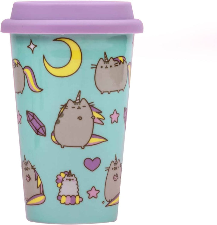 Pusheen Pattern Ceramic Travel Mug