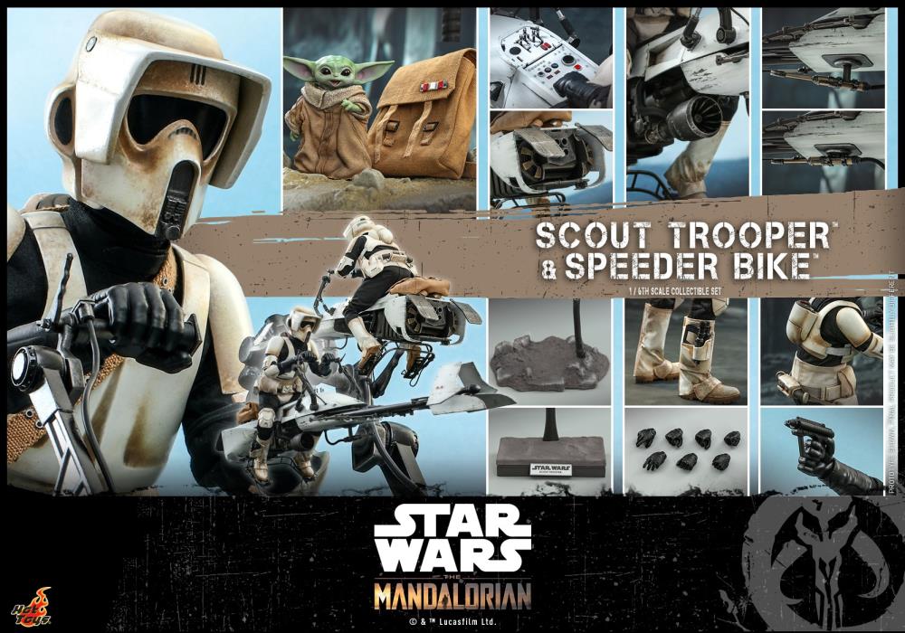 Hot Toys Star Wars The Mandalorian 1/6 Scout Trooper and Speeder Bike, Infinity Collectables