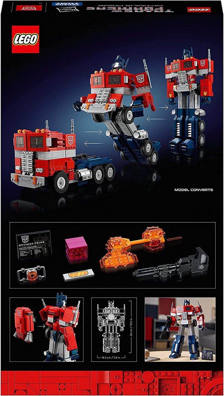 LEGO Icons 10302 Optimus Prime Transformers Robot Model Set