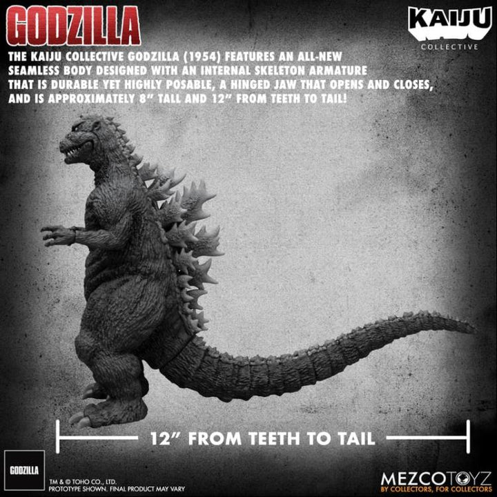 Mezco Godzilla (1954) Kaiju Collective Godzilla (Black & White)