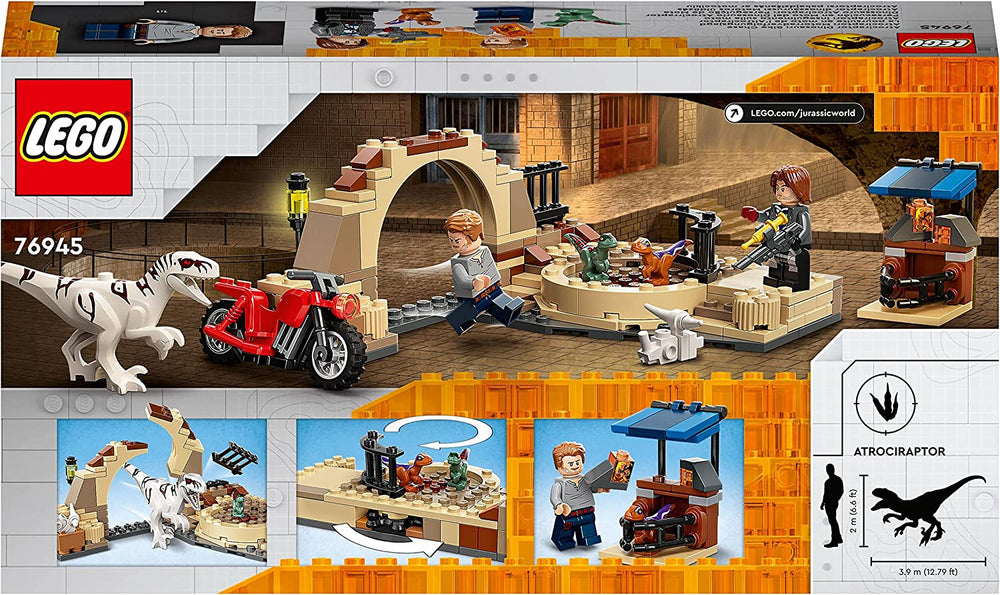LEGO 76945 Jurassic World Atrociraptor Dinosaur Bike Chase Set, Infinity Collectables