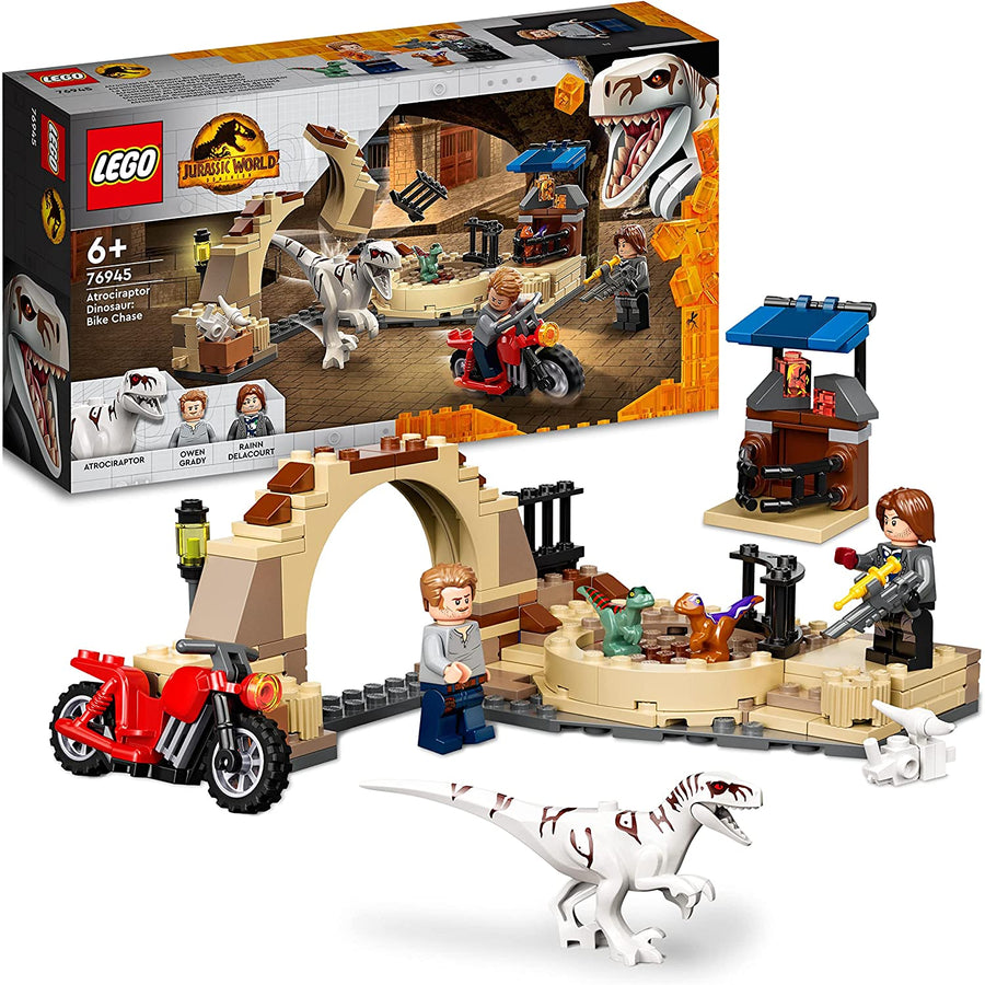 LEGO 76945 Jurassic World Atrociraptor Dinosaur Bike Chase Set, Infinity Collectables