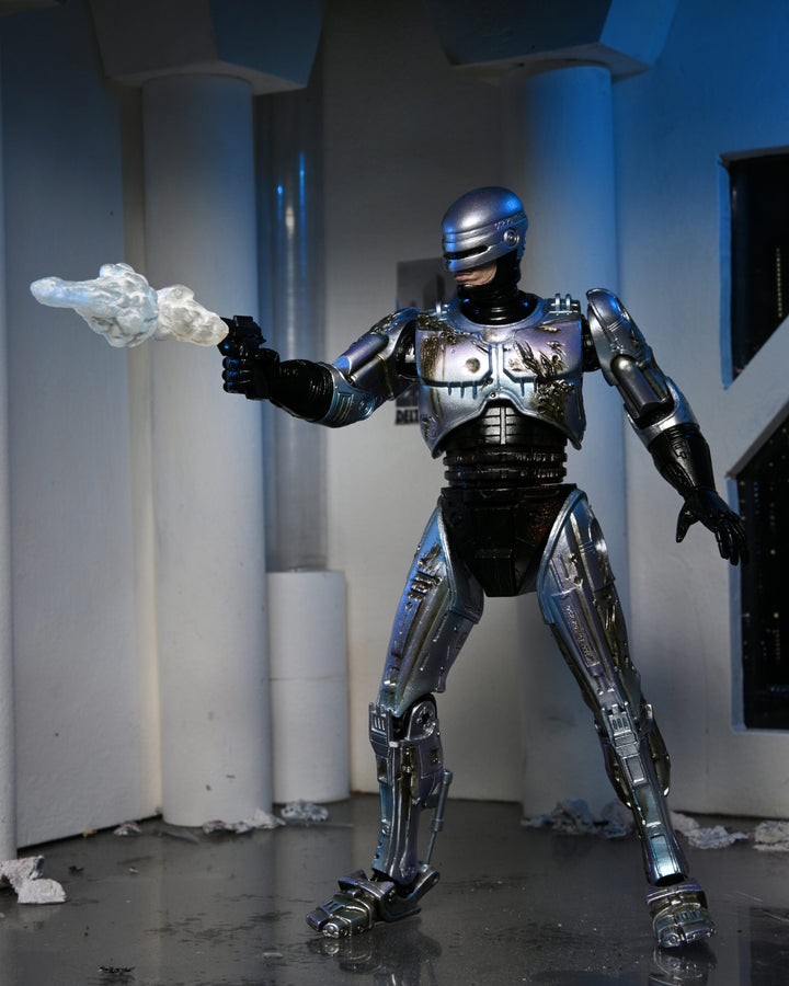 NECA Robocop 7” Scale Ultimate Battle Damaged RoboCop with Chair Action Figure