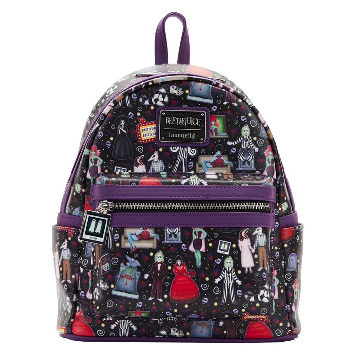 Loungefly Beetlejuice Icons All Over Print Mini Backpack