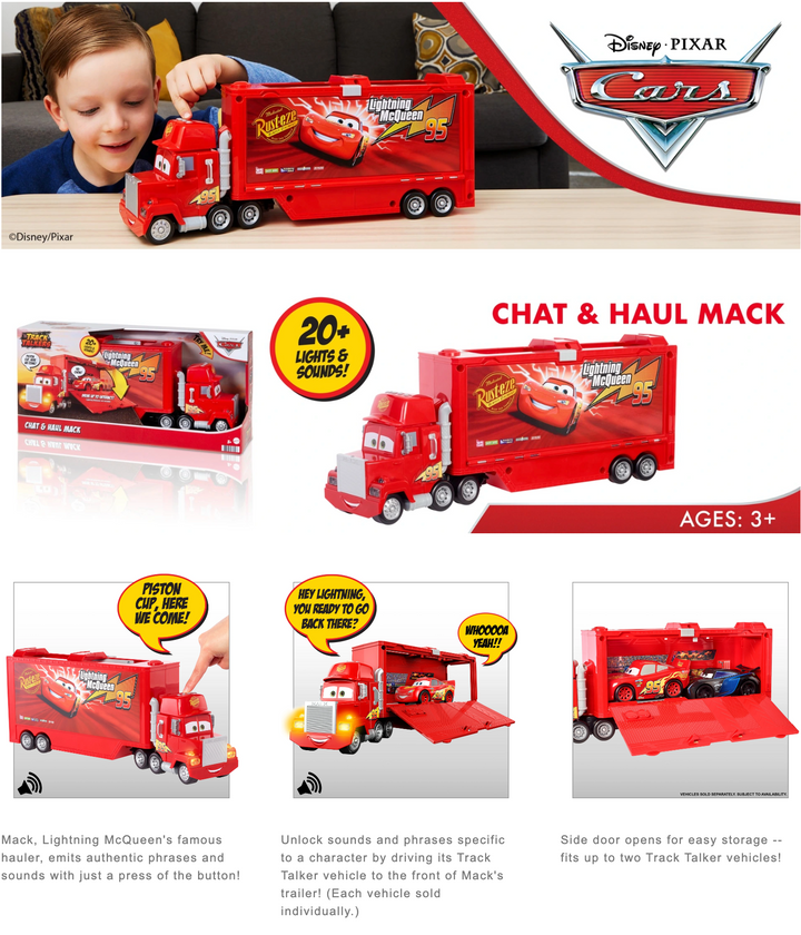 Disney Pixar Cars Track Talkers Chat & Haul Mack Hauler Playset