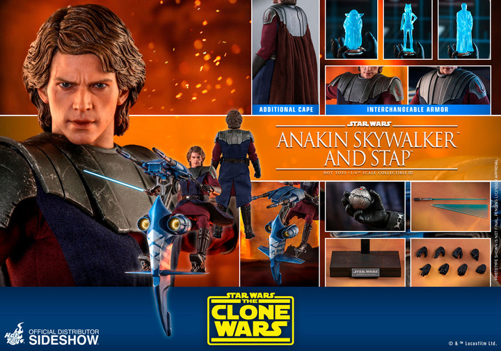 Hot Toys Star Wars The Clone Wars 1/6 Scale Action Figure Anakin Skywalker & STAP