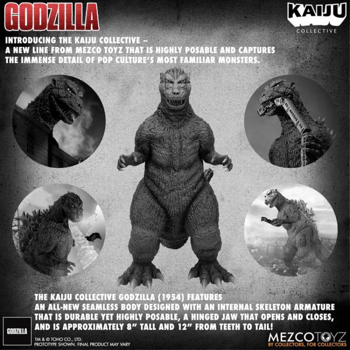 Mezco Godzilla (1954) Kaiju Collective Godzilla (Black & White)