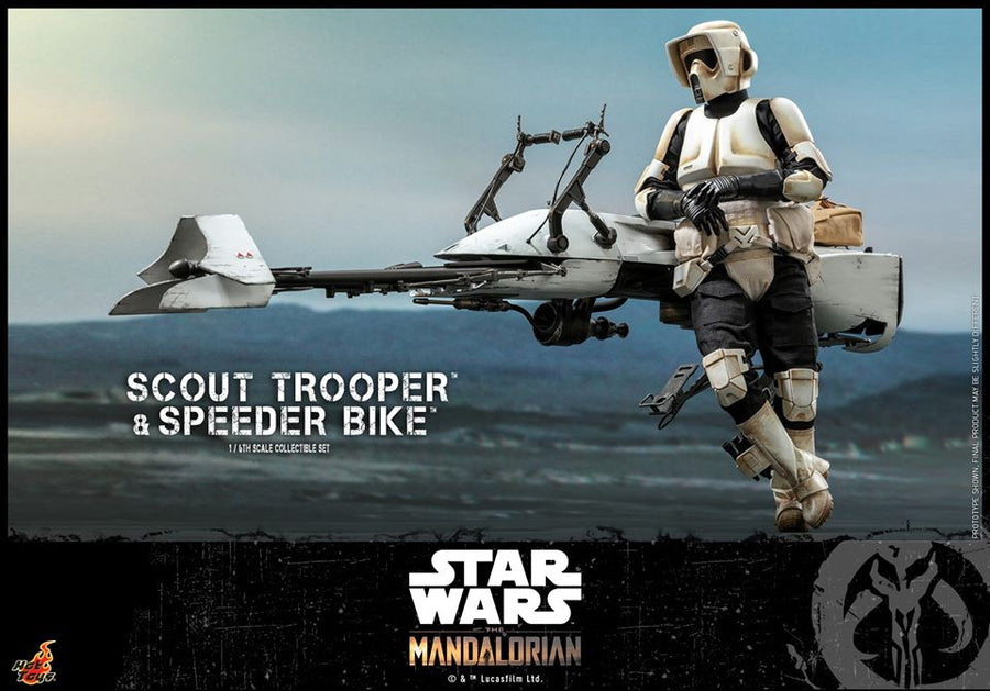 Hot Toys Star Wars The Mandalorian 1/6 Scout Trooper and Speeder Bike, Infinity Collectables