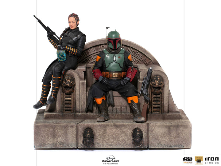 Iron Studios Star Wars The Mandalorian 1/10 Deluxe Art Scale Statue Boba Fett & Fennec on Throne