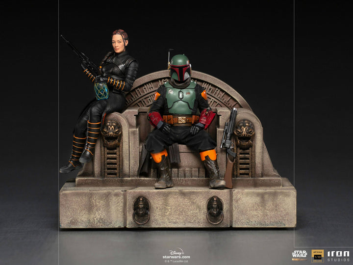 Iron Studios Star Wars The Mandalorian 1/10 Deluxe Art Scale Statue Boba Fett & Fennec on Throne