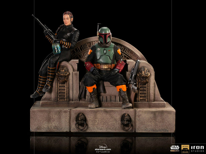 Iron Studios Star Wars The Mandalorian 1/10 Deluxe Art Scale Statue Boba Fett & Fennec on Throne