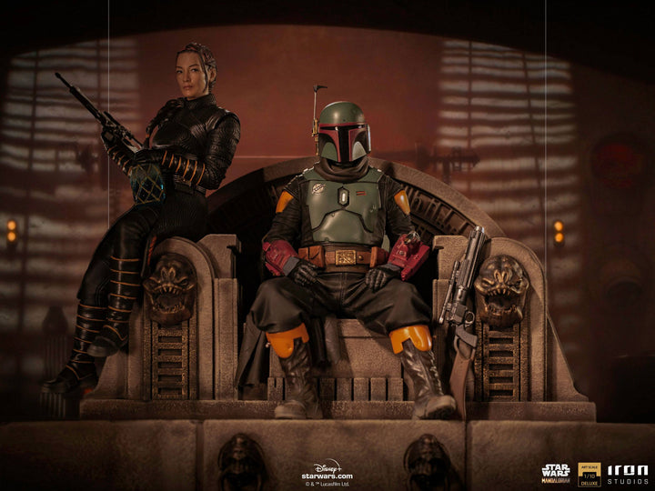 Iron Studios Star Wars The Mandalorian 1/10 Deluxe Art Scale Statue Boba Fett & Fennec on Throne