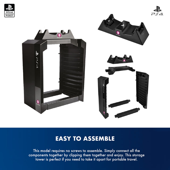 Official Sony PlayStation PS4 Games Storage Tower + Dual Charger