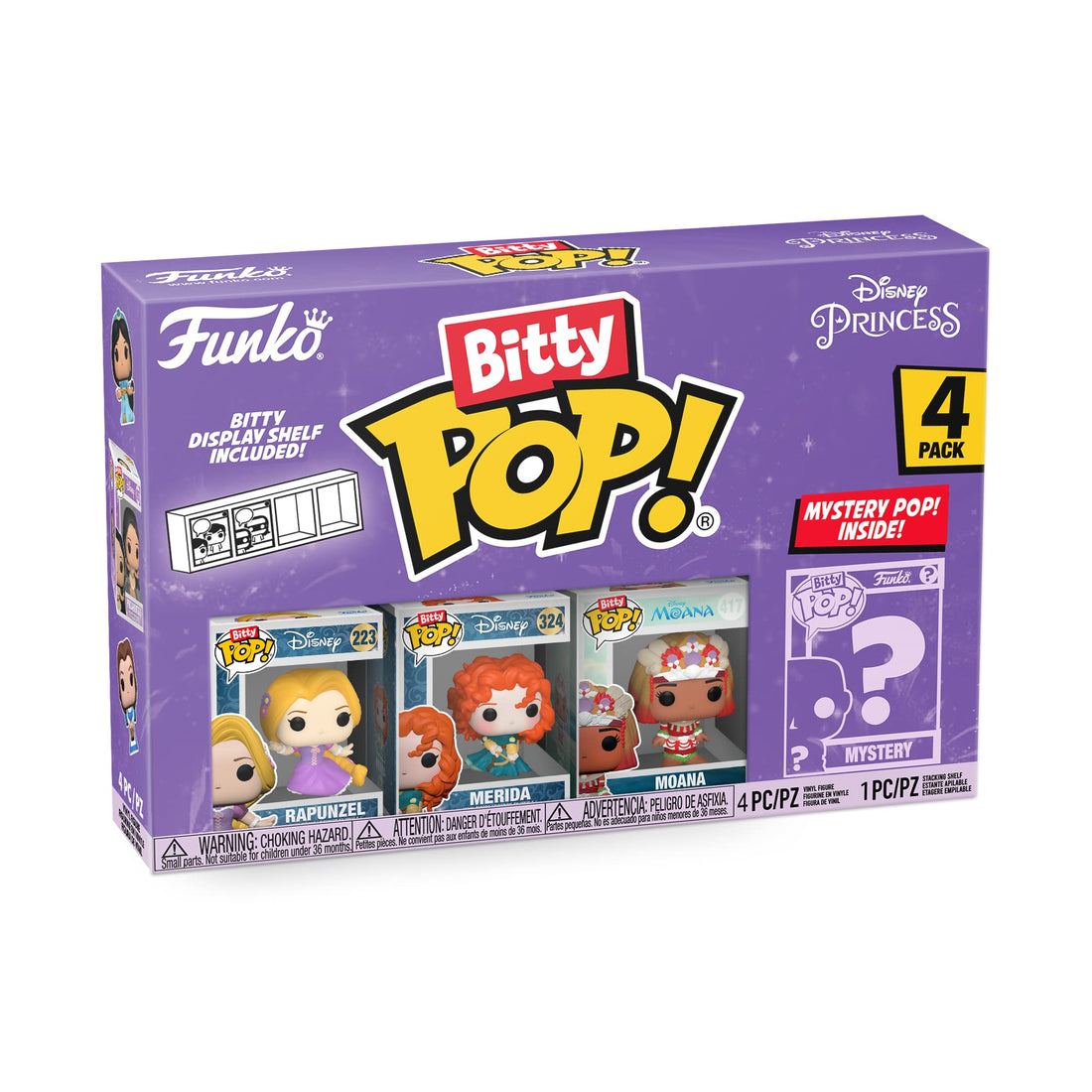 Funko Bitty Pop four-pack in a stackable acrylic display case