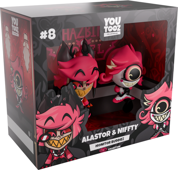 Youtooz Hazbin Hotel Alastor and Niffty Monitor Buddiez Figures