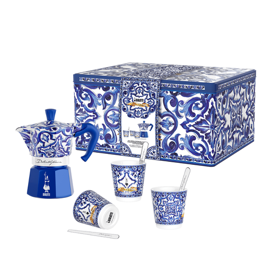 Bialetti X Dolce&Gabbana Blue Mediterranean Gift Set (3 cup Moka and Stirrer set), alternate view