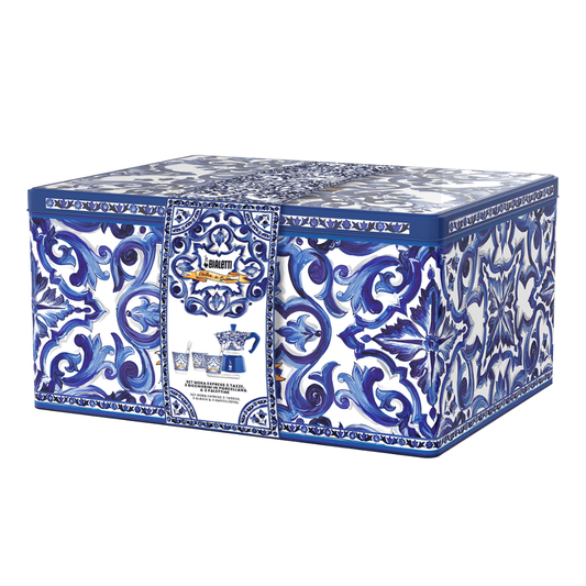 Bialetti X Dolce&Gabbana Blue Mediterranean Gift Set (3 cup Moka and Stirrer set) collectible from Brew Italia